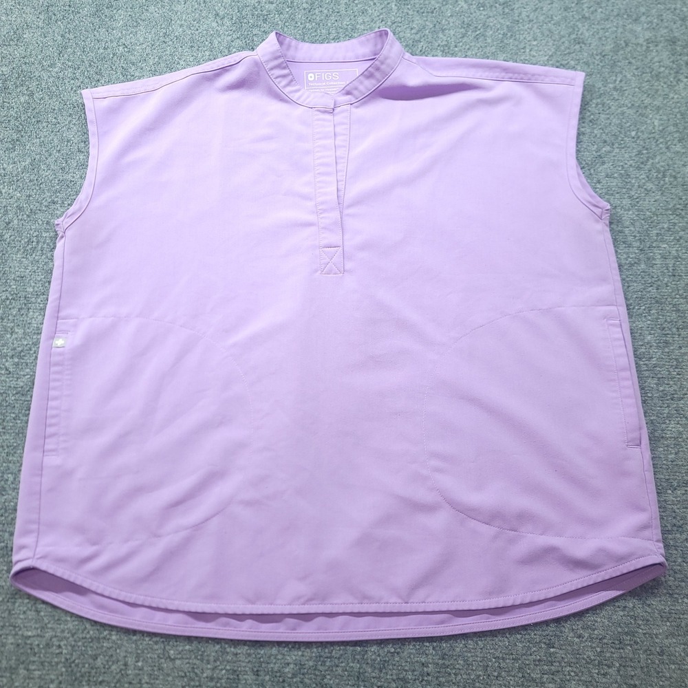 FIGS Rafaela Sleeveless Scrub Top Purple Mandarin Collar WXXSW1003 Womens Medium